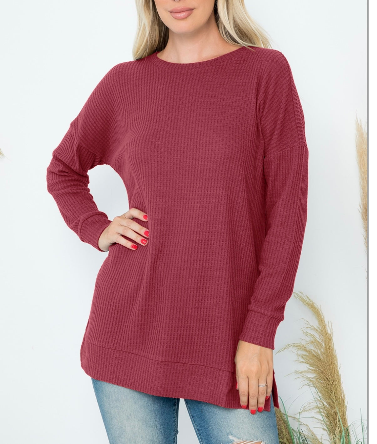 Plus Brushed Waffle Sweater