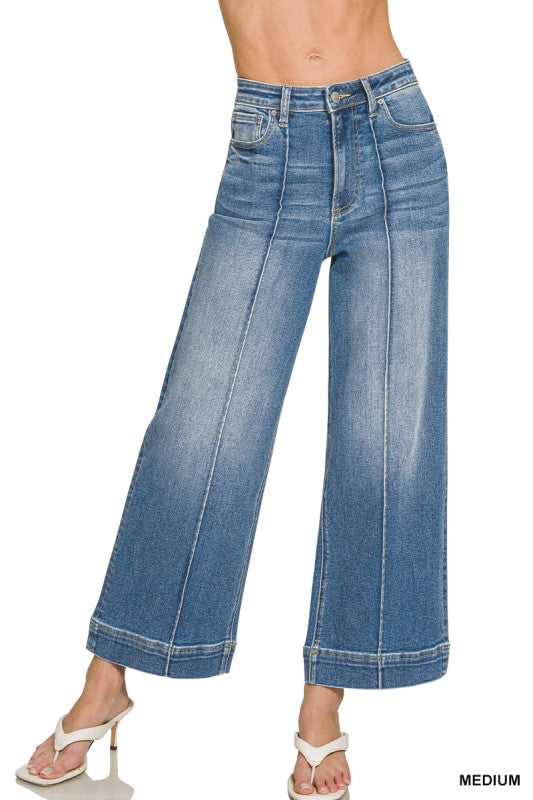Zenana Pintuck Wide Leg Jeans