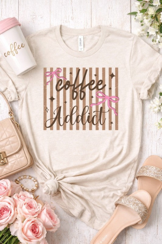 Heather Stripe Coffee Addict Tee