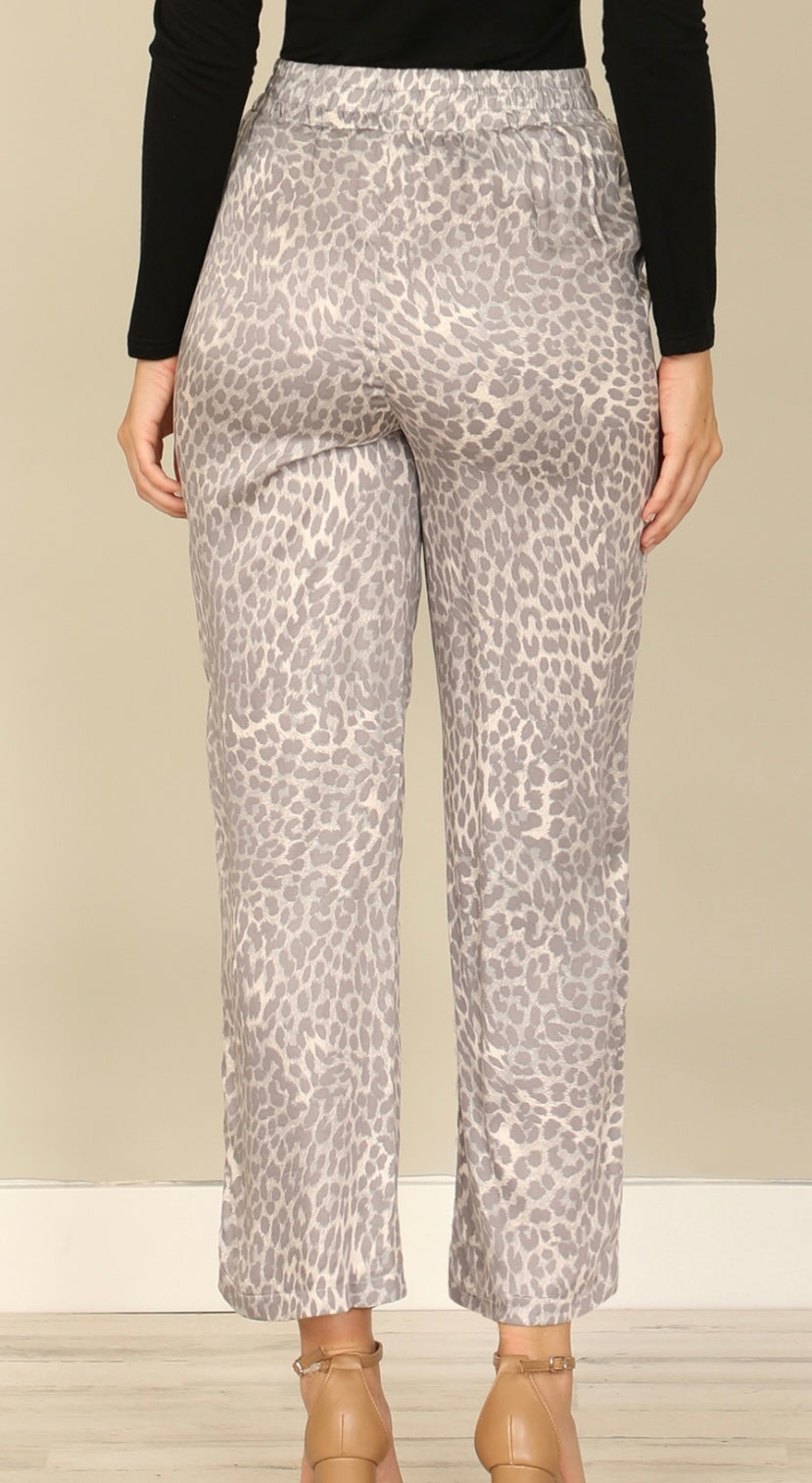Grey Leopard Dress Pants