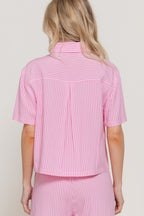 Pink Striped Button Down Blouse