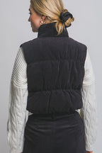 Crop Corduroy Puffer Vest