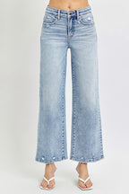 Risen Light Wash Wide Leg Jeans