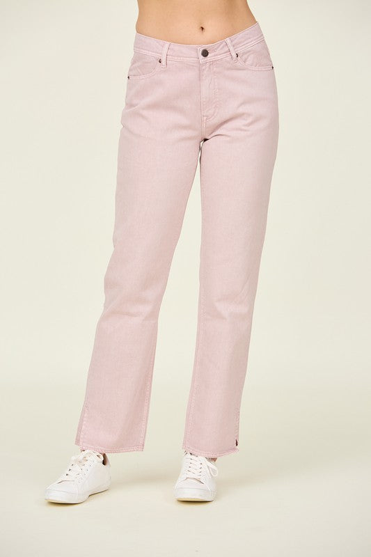 Pale Pink Mid Rise Jeans