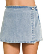 Denim Wrap Front Skort