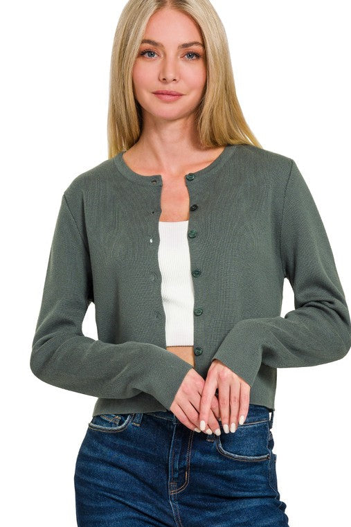 Button Down Crop Cardigan
