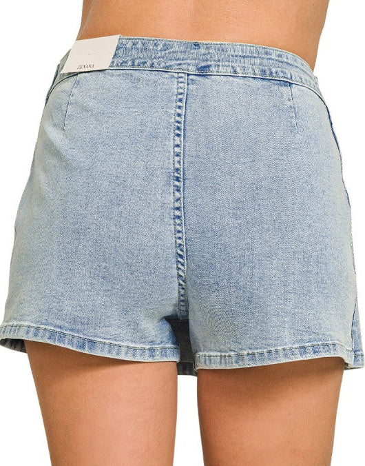 Denim Wrap Front Skort
