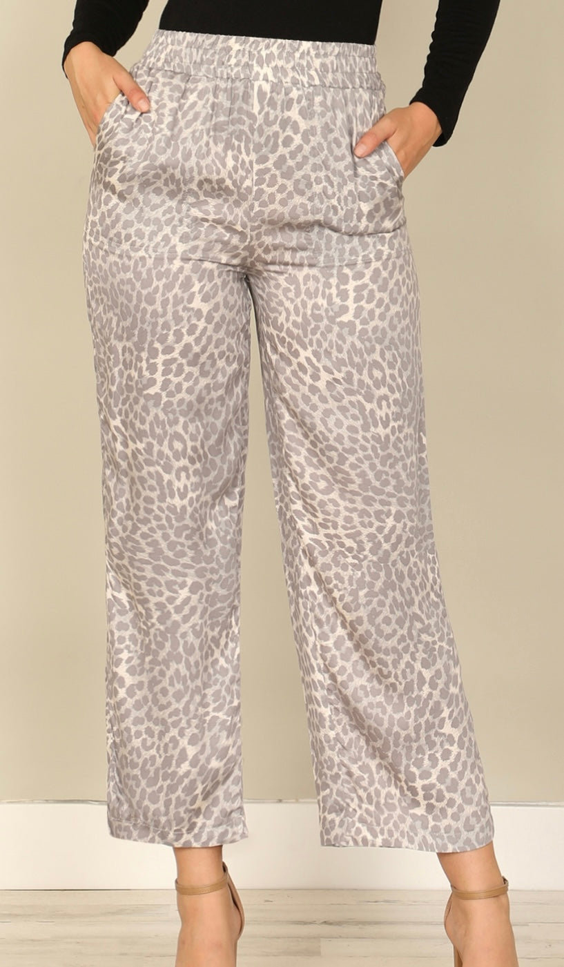 Grey Leopard Dress Pants