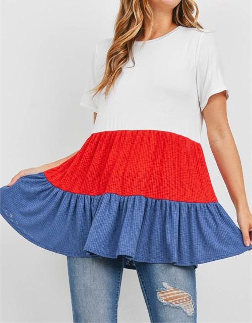 Plus Red White Blue Swing Top