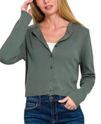 Button Down Crop Cardigan