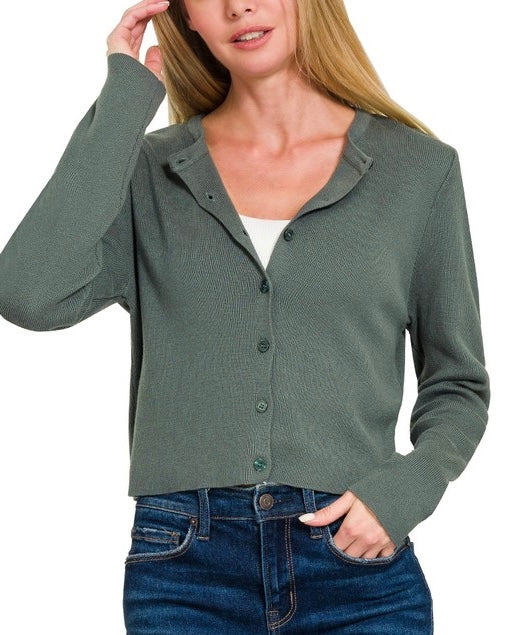Button Down Crop Cardigan
