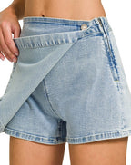 Denim Wrap Front Skort