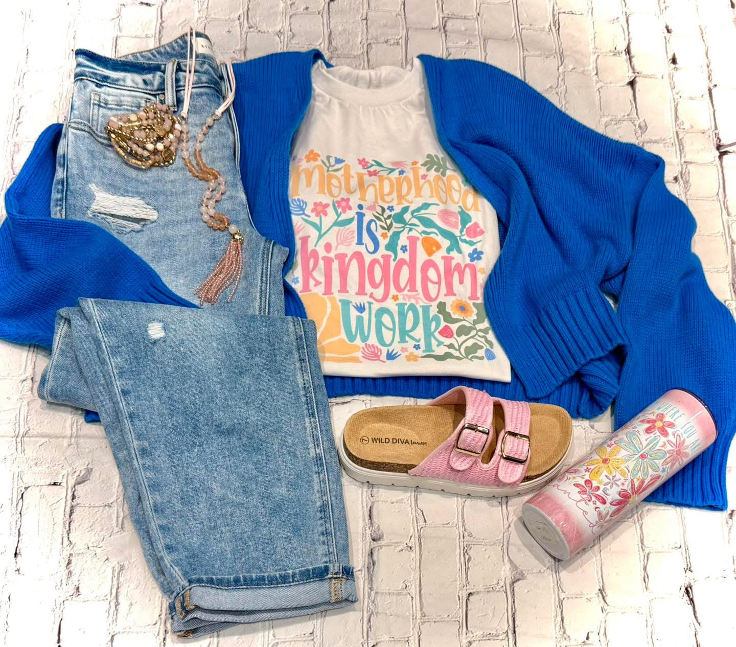 White Floral Kingdom Work Tee