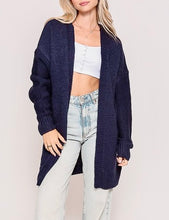 Load image into Gallery viewer, Navy Cable Knit Peace Cardigan
