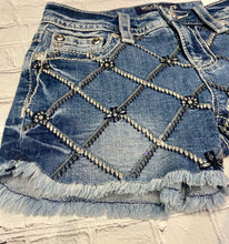 Load image into Gallery viewer, Miss Me Rhinestone Check Shorts
