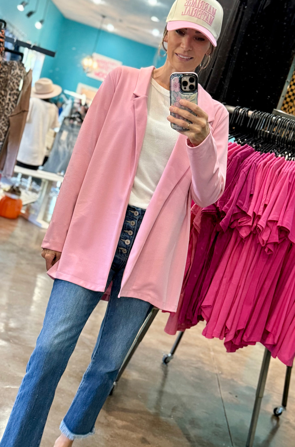 Pink Classic Long Blazer
