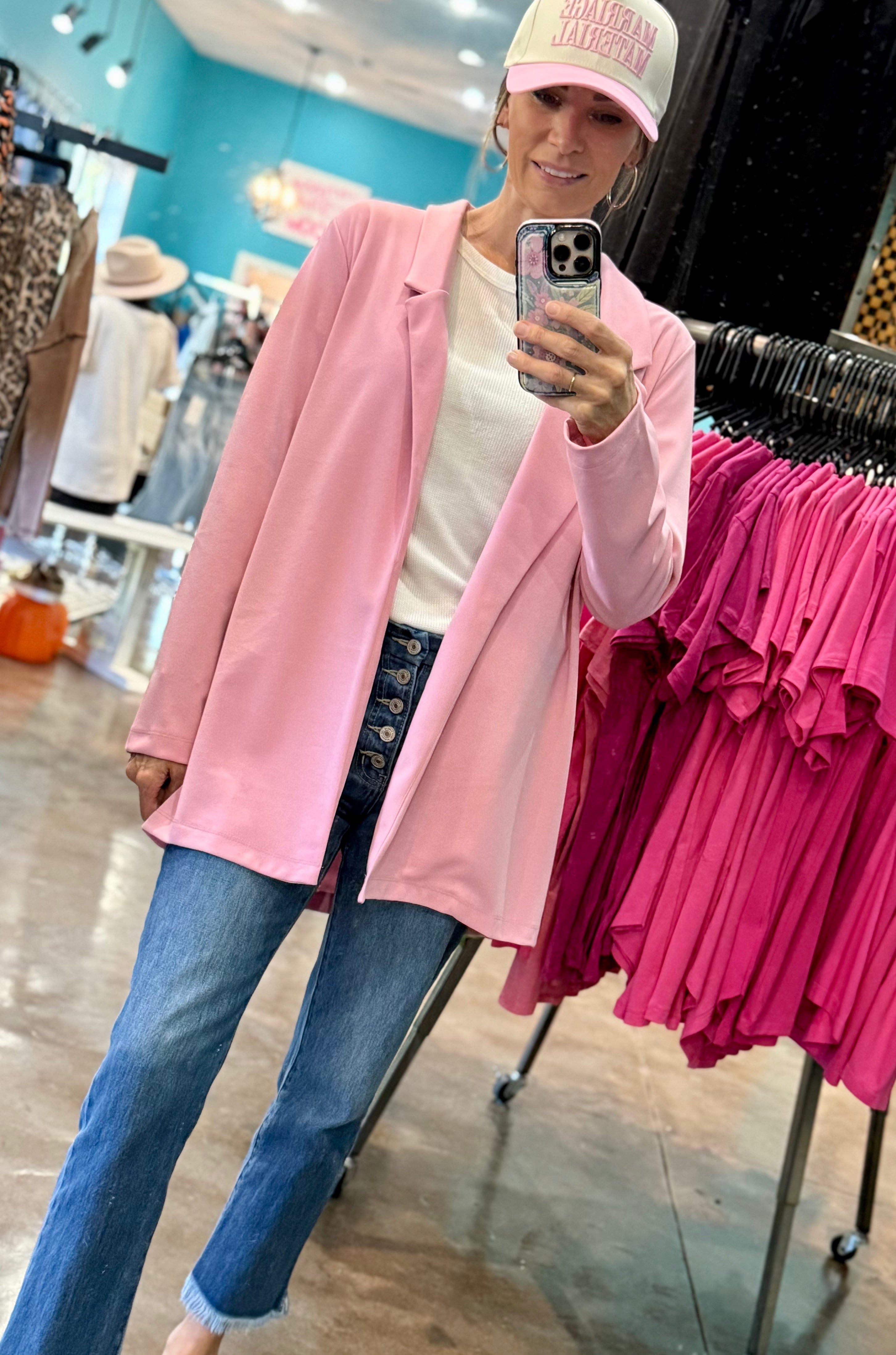 Pink Classic Long Blazer