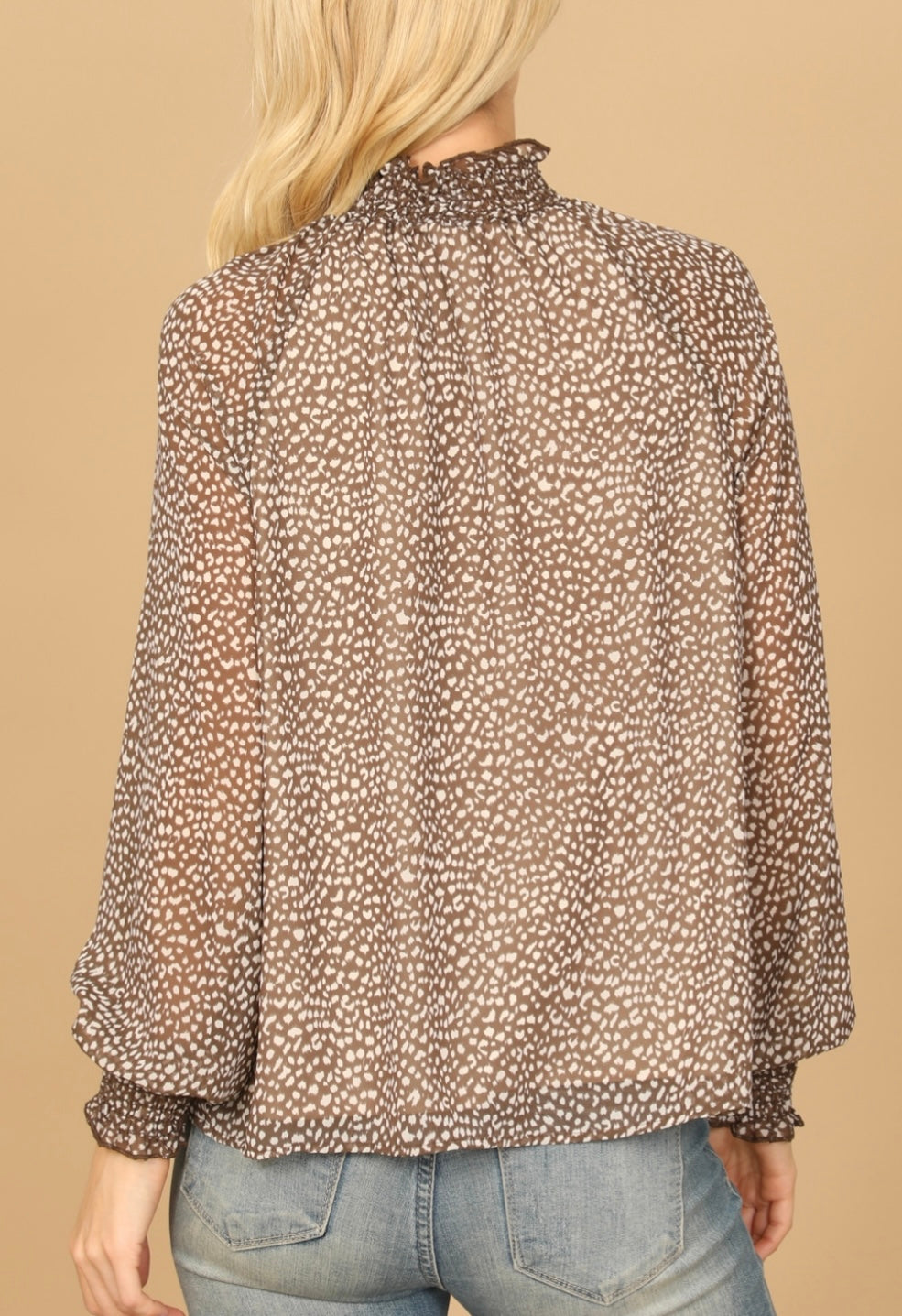 Mocha Smocked Neck Top