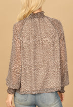 Mocha Smocked Neck Top