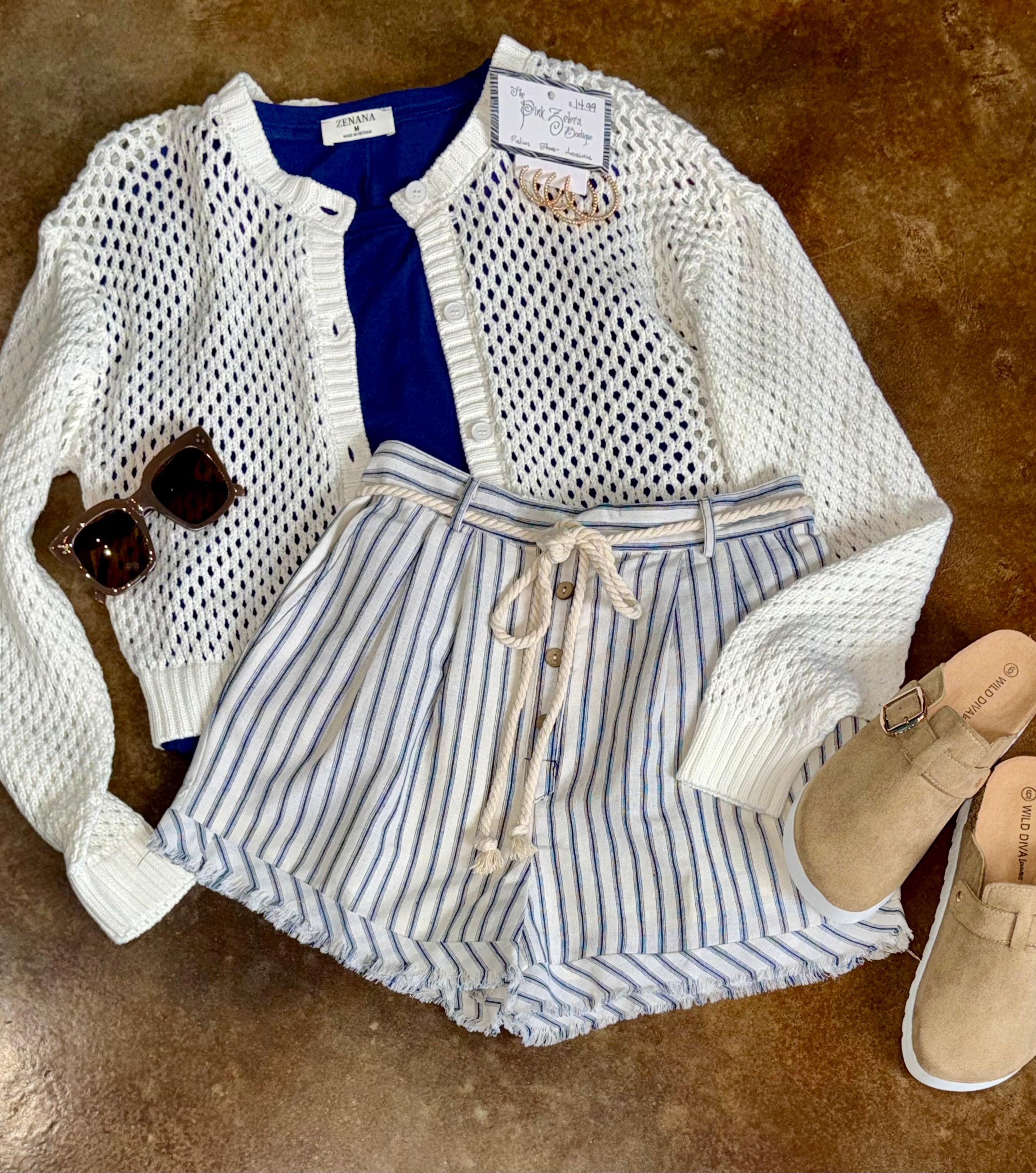 Striped Sailor Shorts w/ Rope Belt