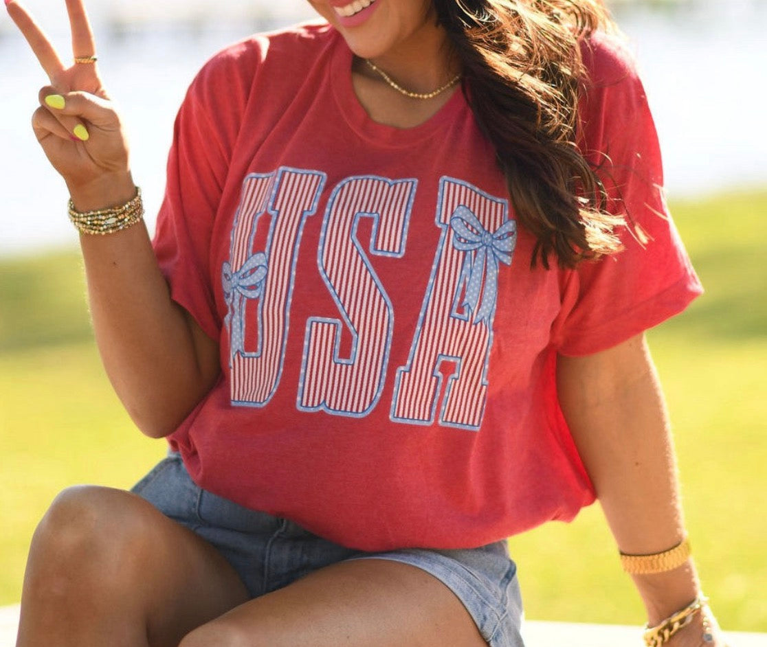 USA Stripes & Bows Tee