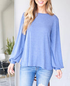 Blue Puff Sleeve Top