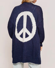 Load image into Gallery viewer, Navy Cable Knit Peace Cardigan
