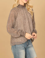 Mocha Smocked Neck Top