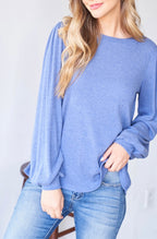 Blue Puff Sleeve Top