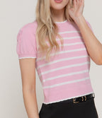 Pink/White Sweater Top