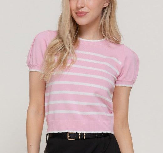 Pink/White Sweater Top