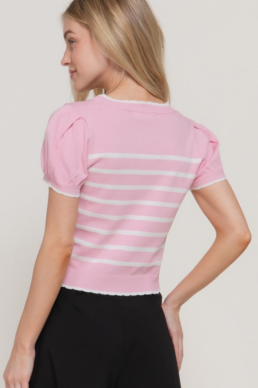 Pink/White Sweater Top