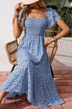 Blue Floral Midi Dress