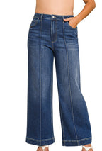 Plus Pintuck Wide Leg Jeans