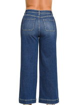 Plus Pintuck Wide Leg Jeans