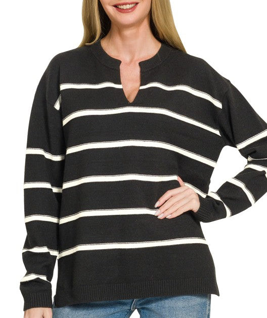 V-Neck Striped Sweater
