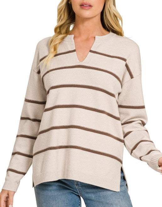 V-Neck Striped Sweater