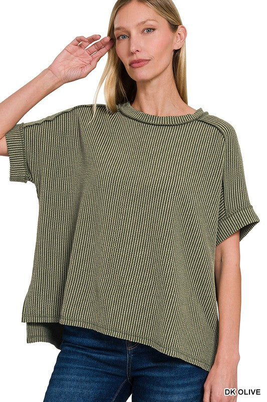 Corded Rib Raw Edge Top
