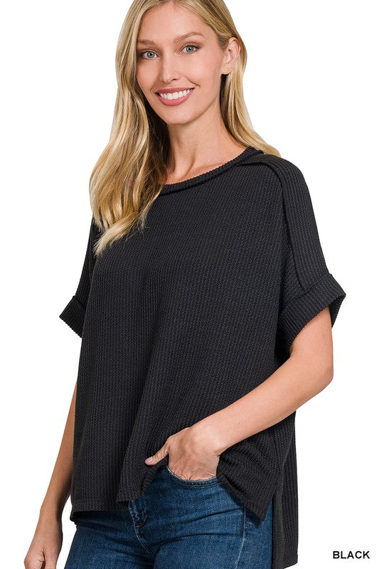 Corded Rib Raw Edge Top