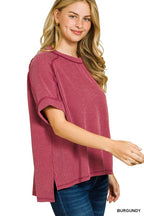 Corded Rib Raw Edge Top