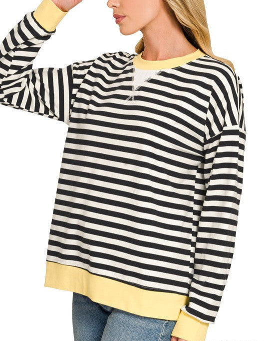 B&W Striped Yellow Contrast Top
