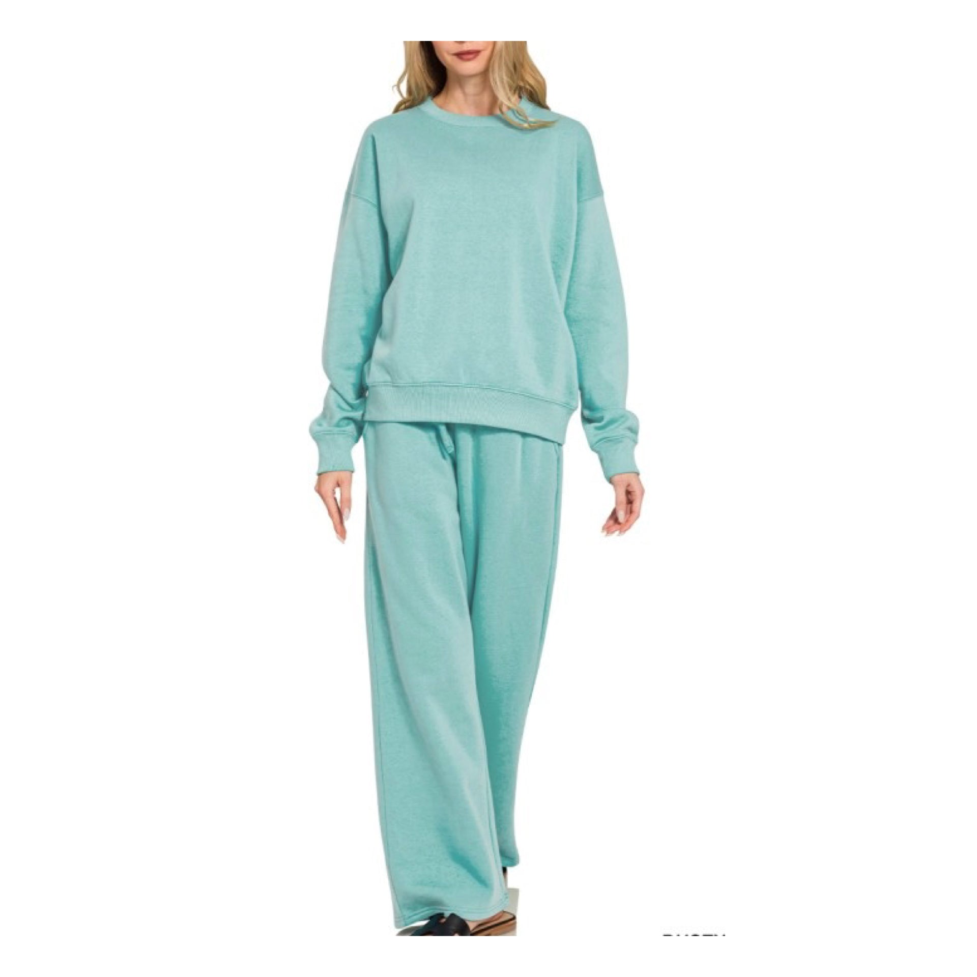 Dusty Teal Fleece Lounge Set