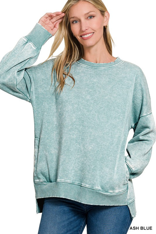 Acid Wash Fleece Oversized Sweatshirt