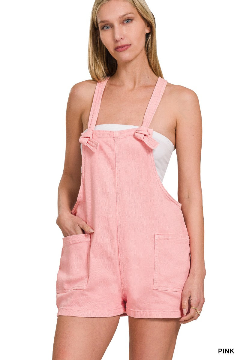 Washed Pink Knotted Romper