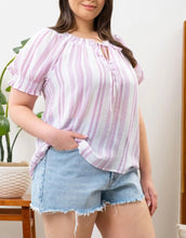 Load image into Gallery viewer, Pink Plus Striped Top
